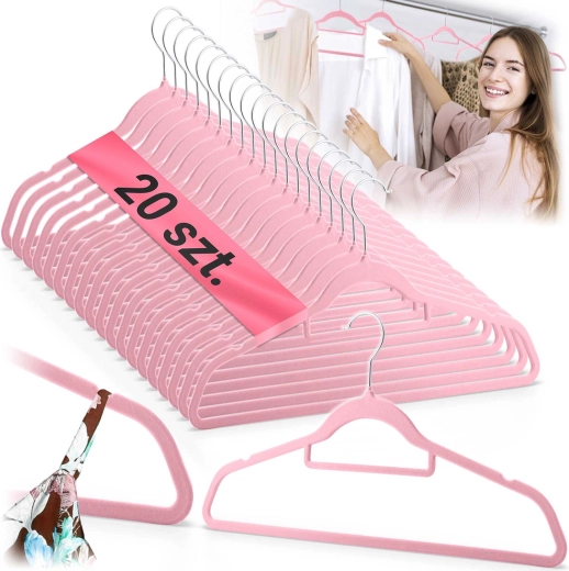 Umerașe din velur pentru haine, 20 bucăți Massido