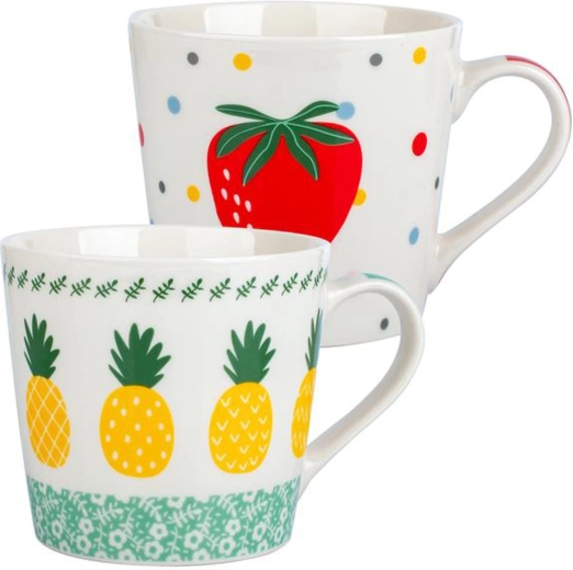 Cană ceramică cu motiv fructe 400 ml