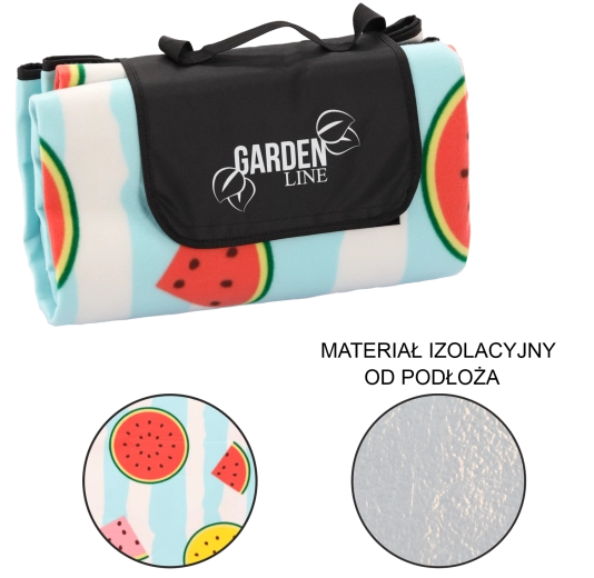 Pătură de picnic 200 × 200 cm cu izolație și model fructat