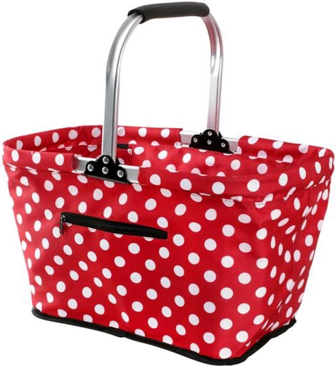 Coș de cumpărături pliabil TORO, negru cu buline albe