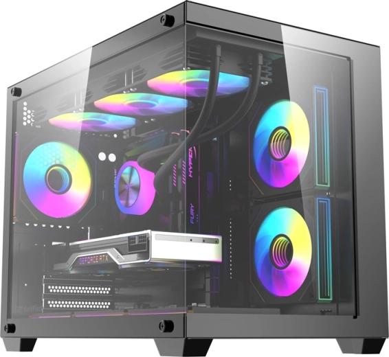 Carcasă PC DarkFlash B275 Pro neagră cu 6 ventilatoare