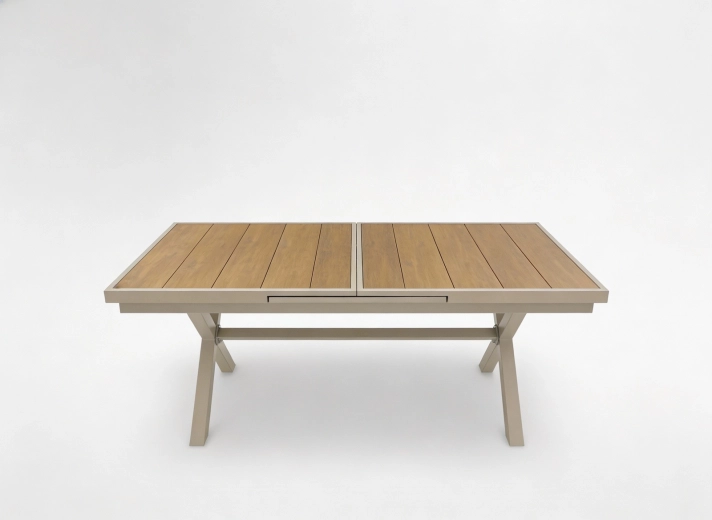 Masă de grădină extensibilă bej 180–240 × 90 × 76 cm