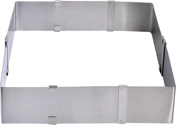 Formă pătrată reglabilă pentru tort din inox 16–28 cm