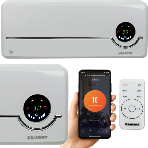 Kaminer Airo perdea de aer cald electrică de perete, cu Wi‑Fi și telecomandă