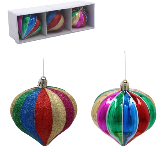Set de ornamente de Crăciun spirală 8 cm – multicolore (3 buc) Chomik