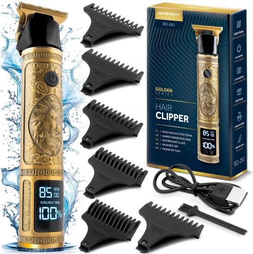 Trimmer auriu pentru păr și barbă BERDSEN Barber Master cu LCD