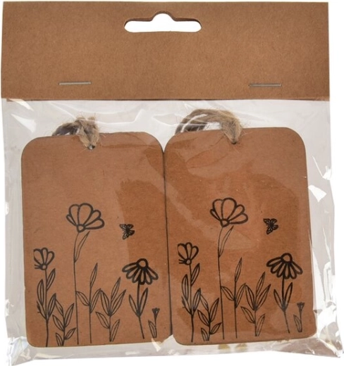 Etichetă din hârtie cu motiv de plantă, neagră, 6 × 8 cm (4 buc.)
