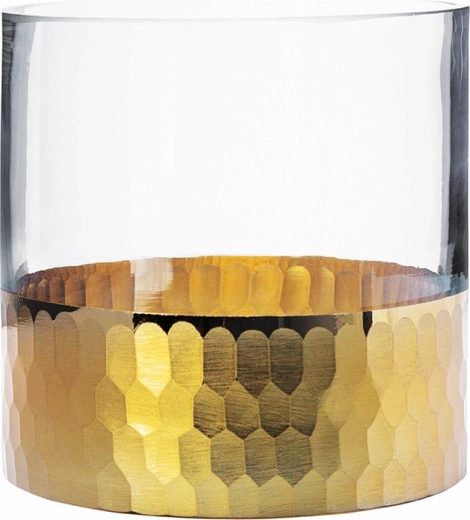 Vază din sticlă și suport pentru lumânări Golden honey 12 cm