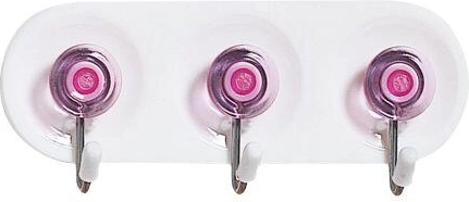 Agățător autoadeziv cu 3 cârlige, plastic și metal, culori asortate 11 × 4 cm