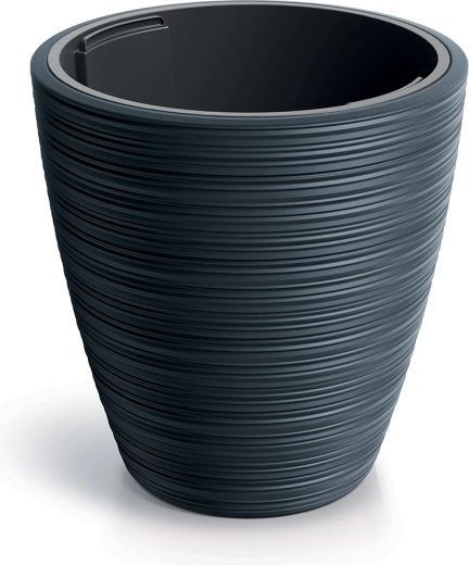 Ghiveci VENA ROUND cu inserție, 39 cm, antracit