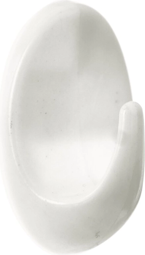 Cârlig oval mic din plastic alb, 1 buc.