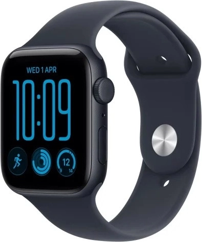 Apple Watch SE 3 GPS + Cellular 40 mm, carcasă din aluminiu de culoarea miezului nopții, curea sport albastru închis S/M