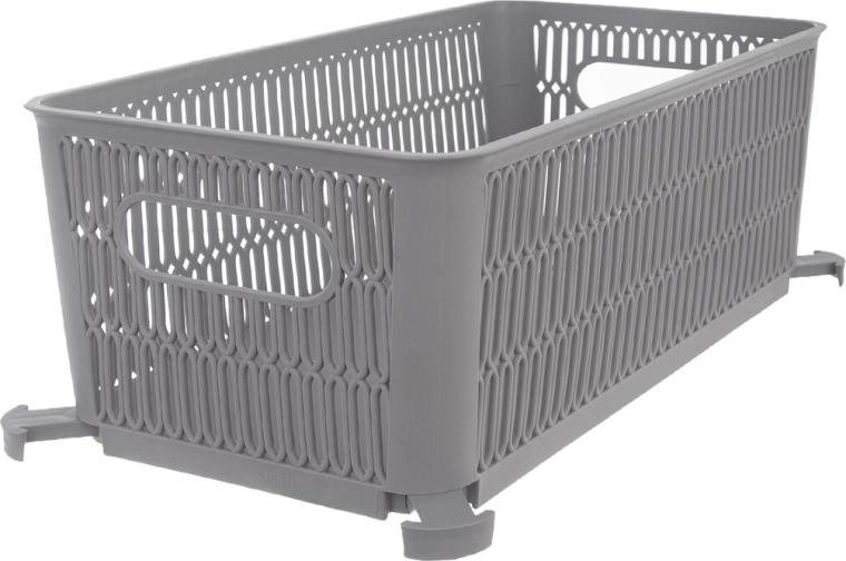 Coș de depozitare din plastic (UH) Nesta, stivuibil, gri, 29 × 16,5 × 11,5 cm