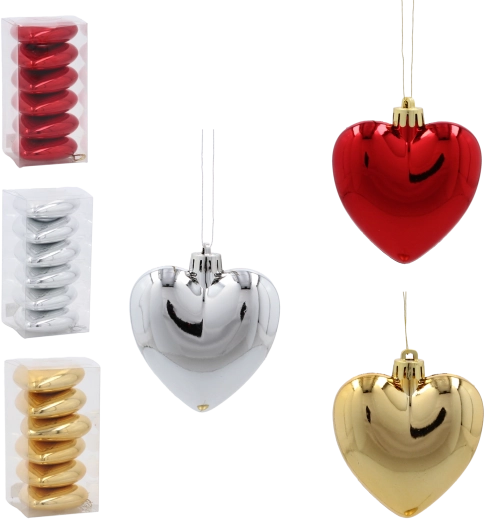 Set de ornamente inimioare de Crăciun 7 cm – 6 buc
