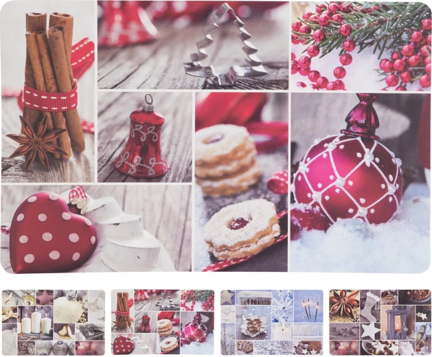 Suport de masă din plastic de Crăciun 43,5 × 28,5 cm – colaj, mix de decorațiuni