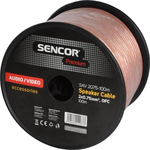 Cablu pentru difuzoare Sencor 2×0,75 mm², 100 m