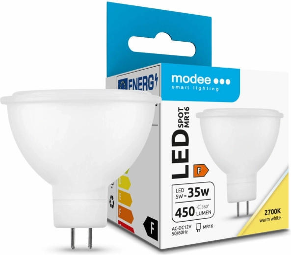 Bec LED Modee Lighting GU5.3 MR16 5 W alb cald 2700 K, 450 lm, 100°