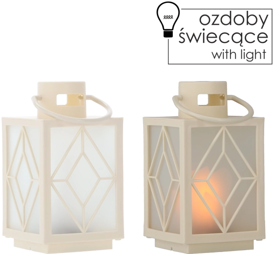 Lampion LED de Crăciun alb 11 × 11 × 20,5 cm