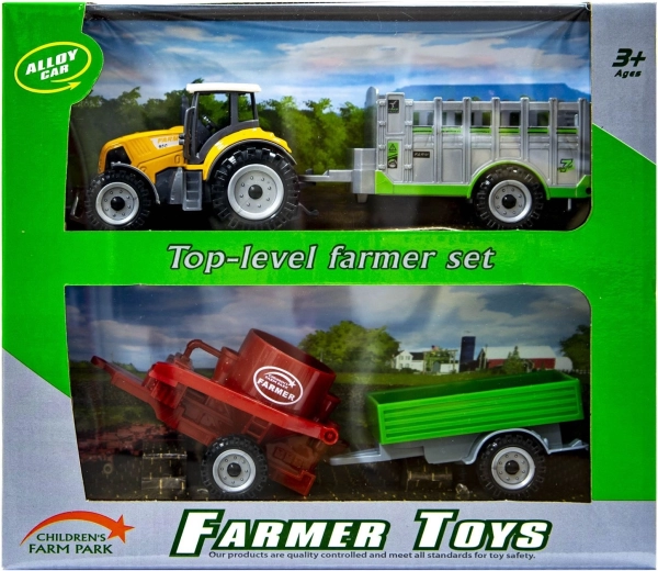 Tractor portocaliu cu remorci interschimbabile