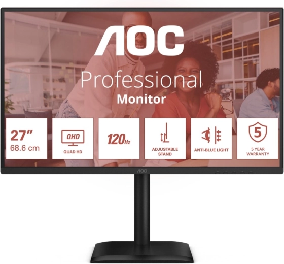 Monitor AOC Q27E4CV 27" QHD IPS 120 Hz cu USB-C și RJ-45