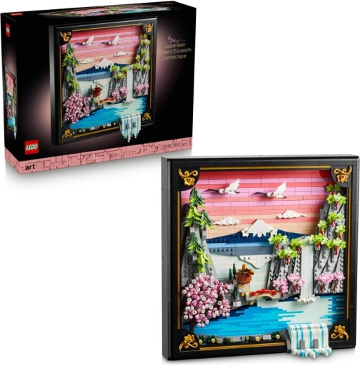 LEGO Art peisaj cu cireși – decorațiune japoneză 3D pentru perete
