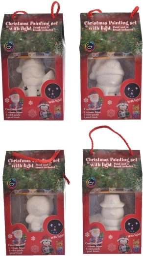 Set creativ de decorațiuni de Crăciun pentru pictat, cu vopsele și iluminare LED (4 variante)