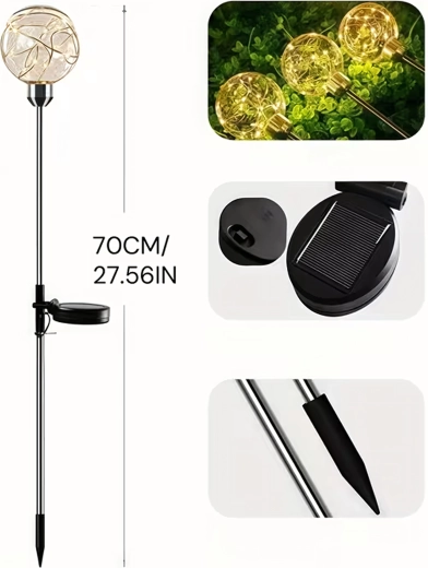 Lămpi solare de grădină pentru înfipt în sol – bile LED impermeabile, set de 4 buc.