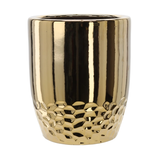 Ghiveci decorativ ceramic auriu 31,5 × 31,5 × 38,5 cm