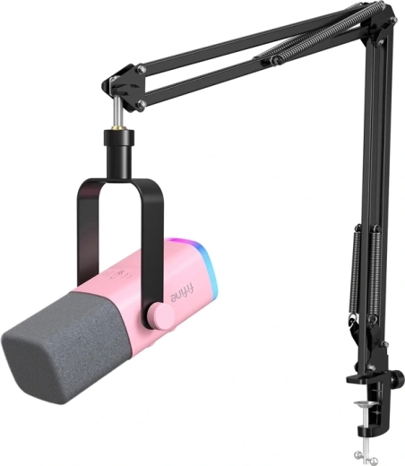 Microfon de gaming Fifine AmpliGame AM8T roz