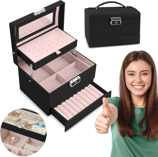 Cutie de bijuterii Massido MS-704 neagră