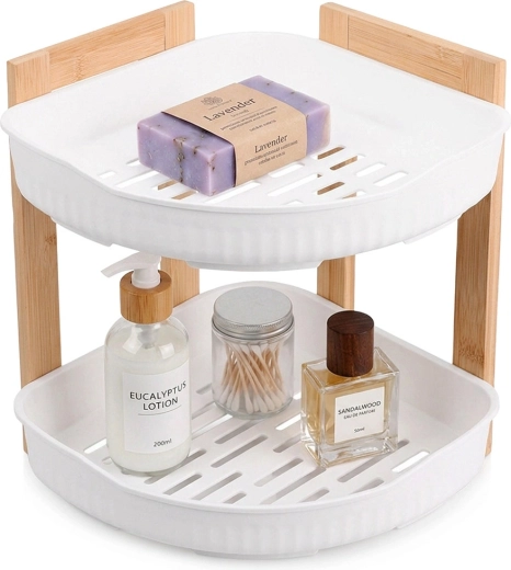 Raft de baie colțar cu două niveluri Bathroom Solutions alb 24 × 24 × 27 cm - 1 bucată