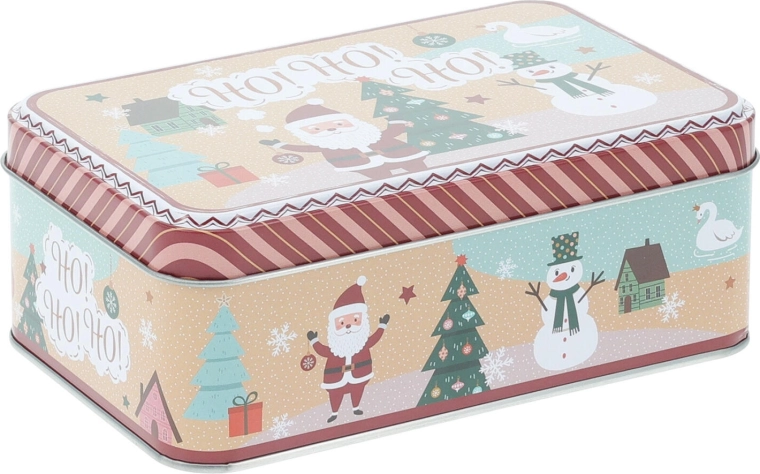 Cutie metalică de Crăciun, dreptunghiulară, 16 × 11 × 5,6 cm