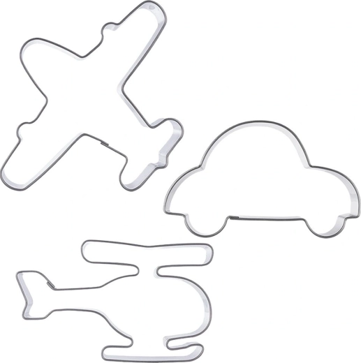 Decupatoare din oțel pentru produse de patiserie cu forme de mijloace de transport Orion - 3 buc.