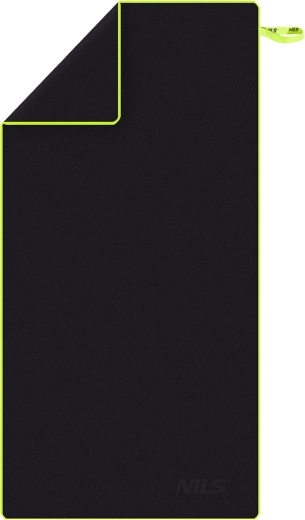 Prosop din microfibră cu uscare rapidă NILS Camp, negru/verde
