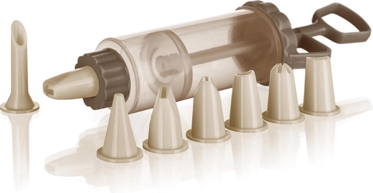 Sprit decorativ cu piston pentru prăjituri Culinaria, 20 cm, 8 duze