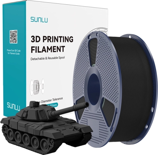 Sunlu PLA+ high-speed filament negru pentru imprimare 3D pro 1,75 mm