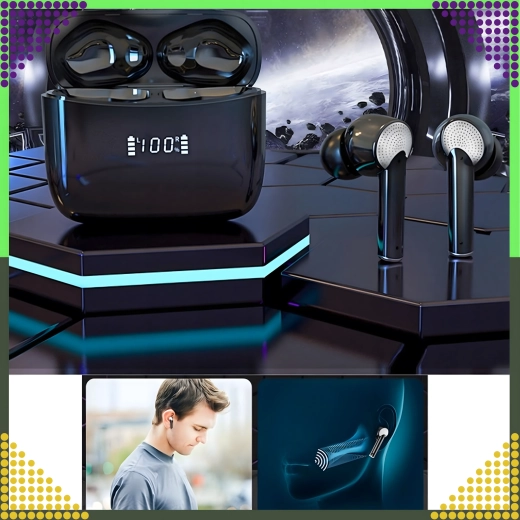 Căști sportive wireless Bluetooth cu powerbank și microfon