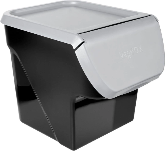 Cutie din plastic pentru fructe și legume cu capac rabatabil 13 l, gri
