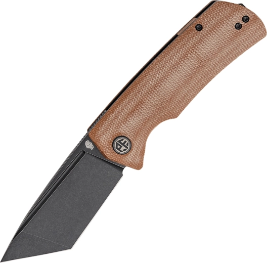 Cuțit pliabil Petrified Fish Beluga, Black Stonewash, micarta maro