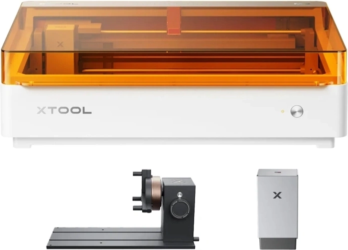 xTool M2 Deluxe 10 W gravor și tăietor laser cu modul CMYK și set rotativ RA3 Lite