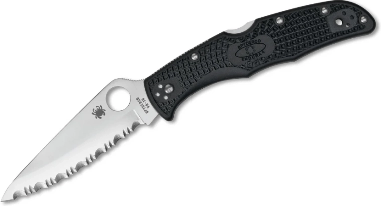 Spyderco Endura 4 Lightweight cuțit de buzunar zimțat 9,5 cm, negru, FRN