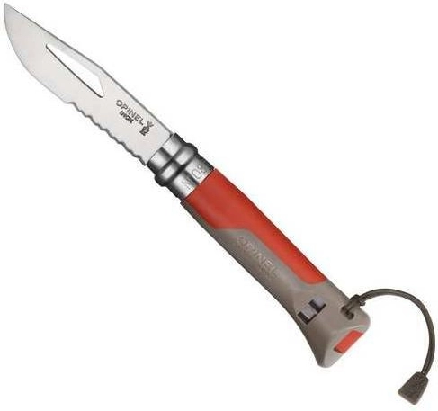 Opinel N°08 Outdoor Inox roșu – briceag de buzunar cu fluier