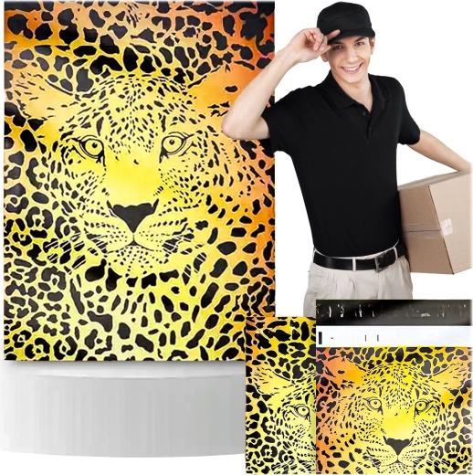 Plicuri poștale din folie cu imprimeu de ghepard 255 × 370 mm, 50 buc