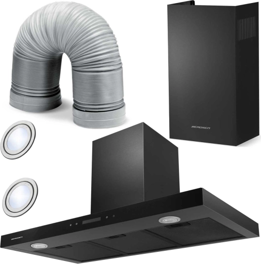 Hota tip șemineu 90 cm neagră Berdsen