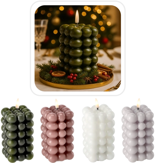 Lumânare LED Bubble 6 × 11,5 cm din ceară naturală