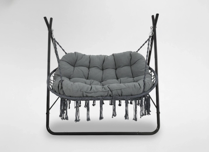 Scaun suspendat tip leagăn pentru doi Poly – cadru antracit și pernă