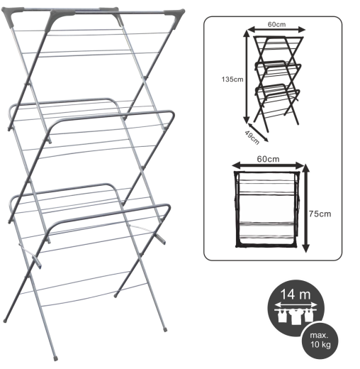 Uscător de rufe cu trei niveluri Camilla, pliabil