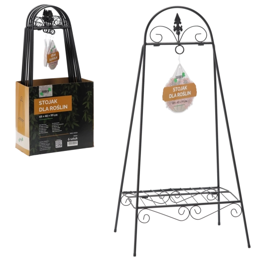 Suport metalic negru pentru plante 49 × 40 × 99 cm