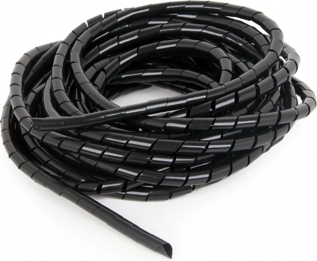 Organizator spiralat pentru cabluri, 12 mm, 10 m, negru