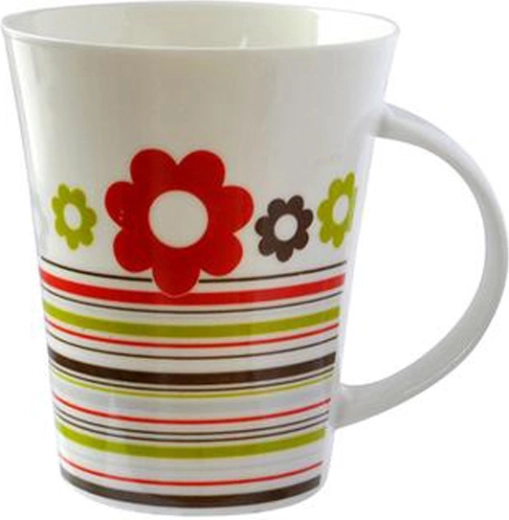 Cană ceramică TORO 375 ml cu flori și dungi